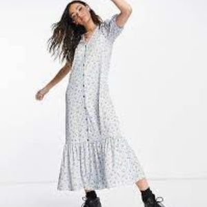 Topshop cottagecore floral ruffle hem jersey dress size US 2